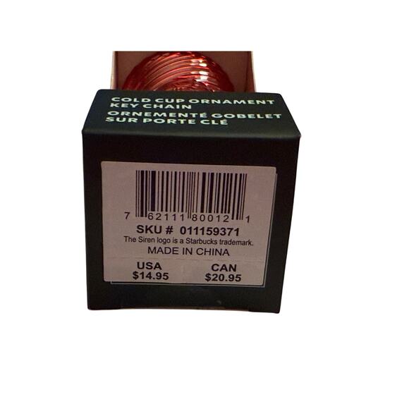 Starbucks 2024 Holiday Siren Logo Twist Stripe Keychain Ornament Red NEW - Picture 2 of 4